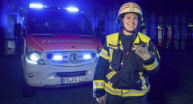 Christine Kaiser ist Berufsfeuerwehrfr...ktionsdienst der Freiburger Feuerwehr.  | Foto: Privat