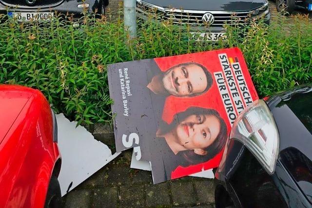 Wahlplakate der SPD in Steinen wurden zerstrt und beschmiert