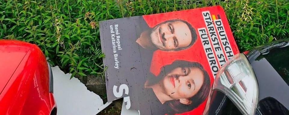 Wahlplakate der SPD in Steinen wurden zerstrt und beschmiert