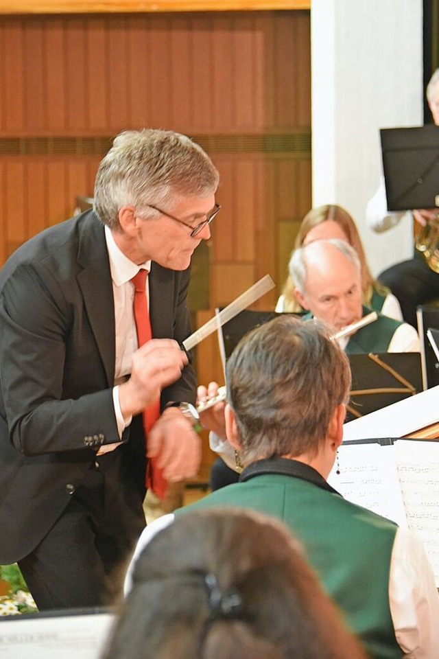 Michael Bockstahler dirigierte am Sams...n letztes Mal den Musikverein Freiamt.  | Foto: Benedikt Sommer