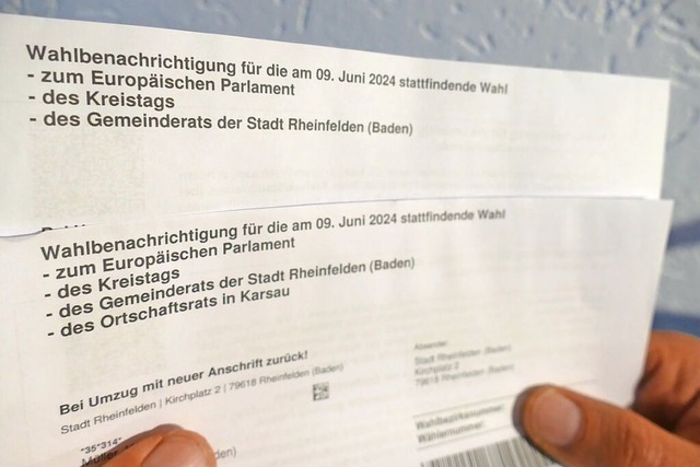 In Rheinfelden gab es zwei Wahlbenachr...Woche spter folgte ein dritter Brief.  | Foto: Sebastian Kurtenacker