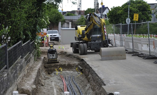 Blick auf die Baustelle  in Richtung H...der Mitte der alten Fahrbahn befindet.  | Foto: Joachim Mller-Bremberger