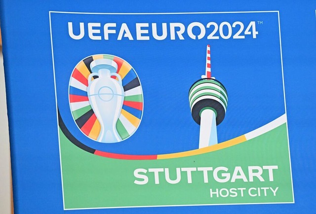 Das Logo der Austragungssttte Stuttga... der Fuball Europameisterschaft 2024.  | Foto: Bernd Weibrod (dpa)