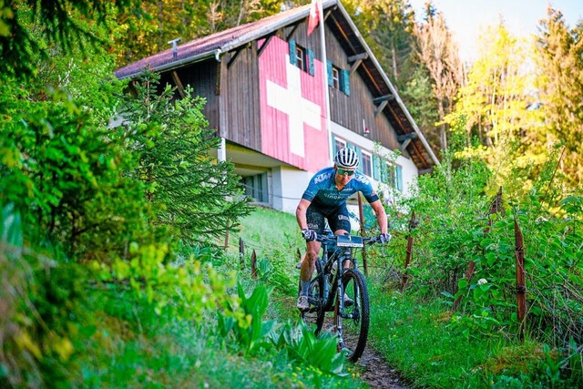 Simon Stiebjahn fuhr beim Jura-Marathon auf Platz zwei.   | Foto: kuva.swiss