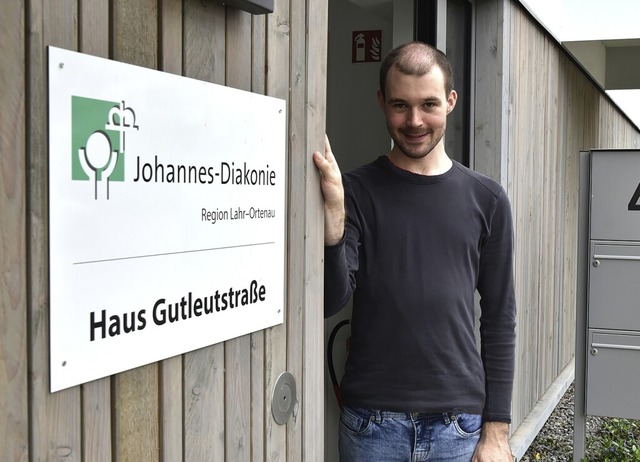 Seit einem Jahr wohnt Kevin Wohlschlegel in der Gutleutstrae.  | Foto: Andreas Lang/Johannes-Diakonie