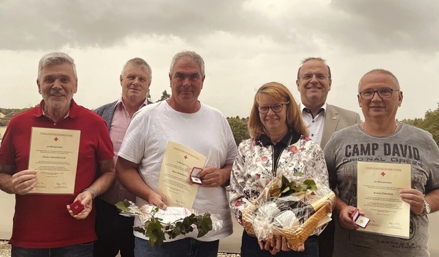 Unter anderem wurden Gnter Grafmller...arc Bertrand und Bernd Zrcher geehrt.  | Foto: Gemeinde Meienheim