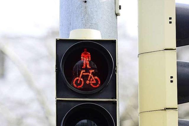 Radfahrer missachtet Rotlicht an der Freiburger Bismarckallee