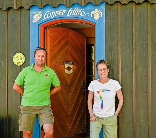 Yvonne Geiger-Ehret und Tobias Frank m...r Lahrer Htte des Schwarzwaldvereins.  | Foto: Endrik Baublies