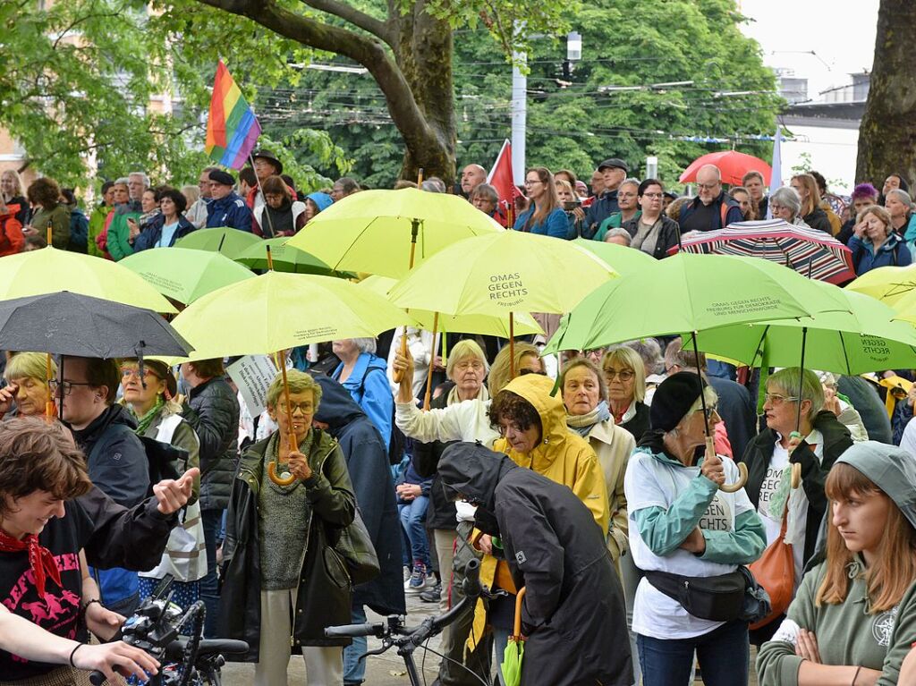 Rund 10.000 Teilnehmende gingen am Sonntag in Freiburg bei der Demonstration gegen Rechtsextremismus auf die Strae.