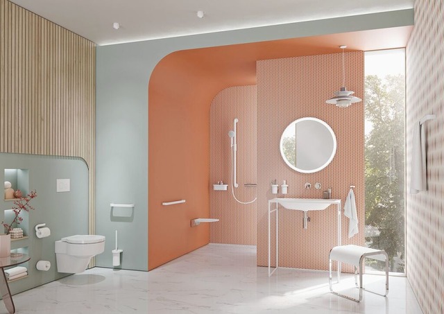 Ob am WC, in der Dusche oder am Waschp... es auch passend zum Design des Bades.  | Foto: Hewi (dpa)