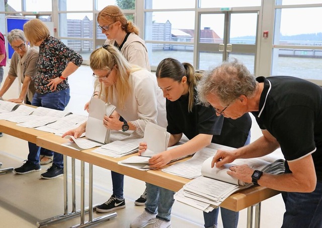 Konzentration beim Auszhlen der Stimmzettel herrscht in Grafenhausen.  | Foto: Dorothe Kuhlmann