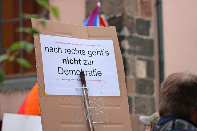 Plakat bei einer Anti-AfD-Mahnwache am Breisacher Marktplatz  | Foto: Hans-Jochen Voigt