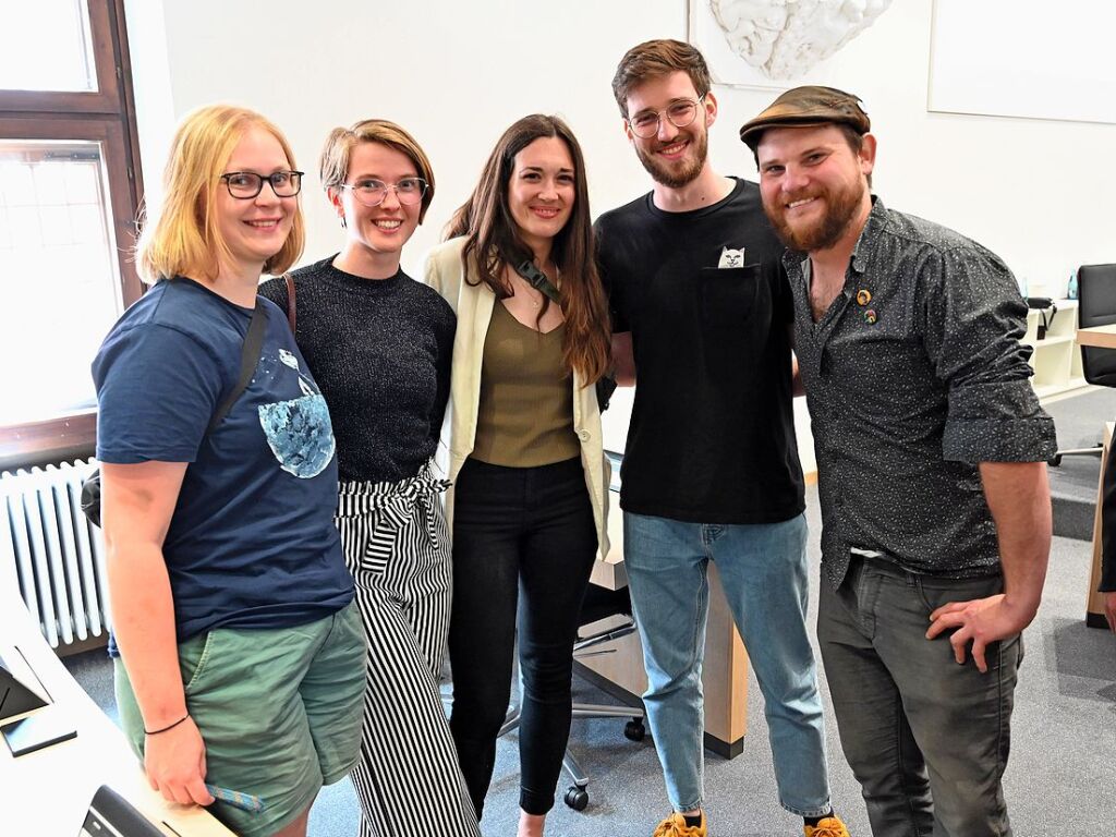 Frisch gewhlt: Sophia Kilian (Junges Freiburg), Felicia Fehlberg (Volt), Anna Polšek (Volt), Julian Schreck (Junges Freiburg) und Markus Schillberg (Kult)