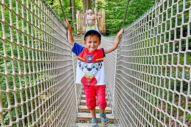 Spaige Hindernisse wie die Hngebrcke warten auf Sie und Ihre Familie.  | Foto: Baumkronenweg Waldkirch