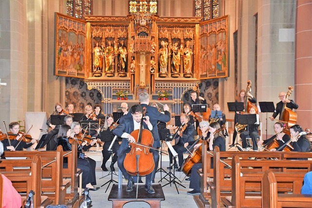 Als Solist beim Sommerkonzert des Sinf...rdo Semensatto auf dem Cello zu hren.  | Foto: Thomas Biniossek