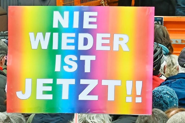 Ein Plakat auf der Demo in Lahr  | Foto: Endrik Baublies