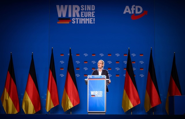 Alice Weidel spricht beim Bundesparteitag der AfD in der Grugahalle in Essen.  | Foto: Bernd von Jutrczenka/dpa