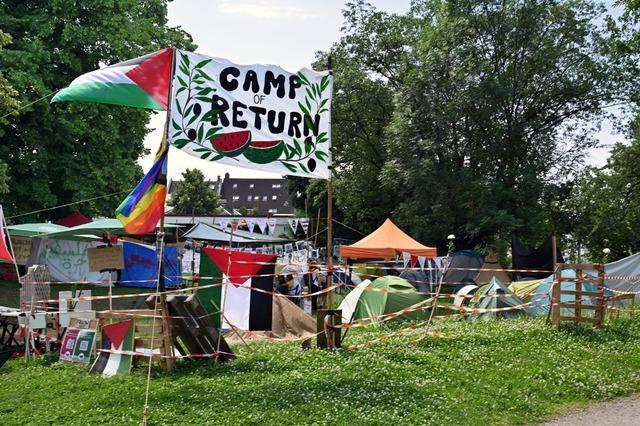 Auf den ersten Blick ist alles friedlich: Ein Besuch im Pro-Palstina-Camp an der Uni Freiburg