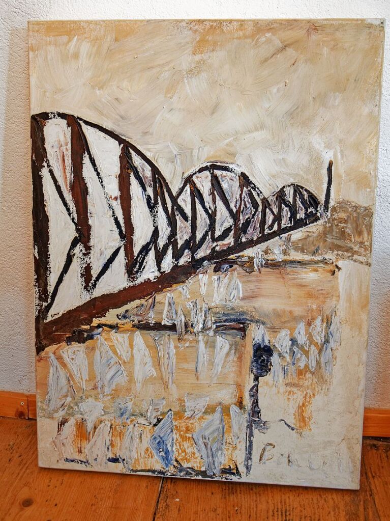 Die Riegeler Eisenbahnbrcke, gemalt von Cordula Bhle