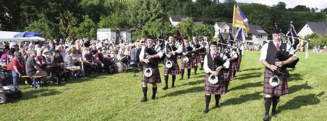 Die Pipes and Drums des Spielmannszugs...em Auftritt am Sonntag in Bleichheim.   | Foto: Michael Haberer