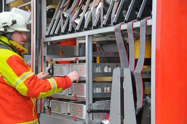 Die Fusion der Vogtsburger Feuerwehrab...tstand bei einer bung in Oberrotweil.  | Foto: Sebastian Ehret