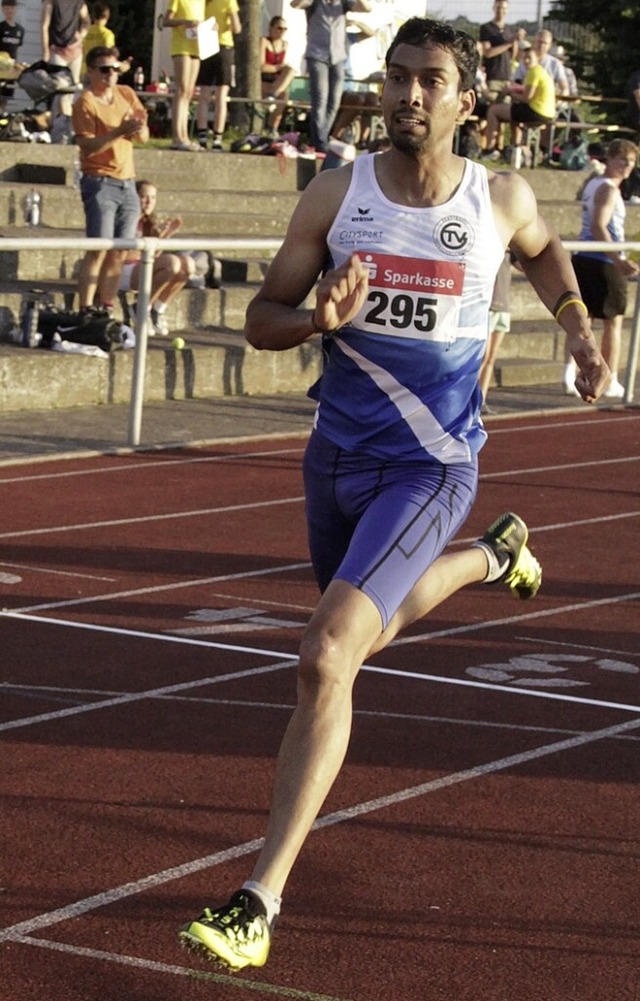 Sieger in Staufen ber 200 und 400 Meter: Hariharan Karthikeyan  | Foto: Winfried Stinn