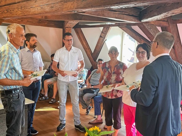 Ehrungen des Gemeindetags gab es am Mi...rgermeister Daniel Kietz (von links).  | Foto: Hans-Jrgen Trul