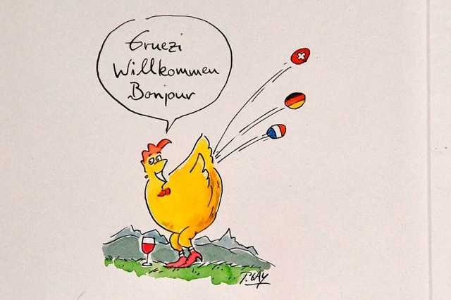 &#8222;Typisch Dreiland!&#8220;, heit...ymann-Karikaturen im Dreilndermuseum.  | Foto: Barbara Ruda