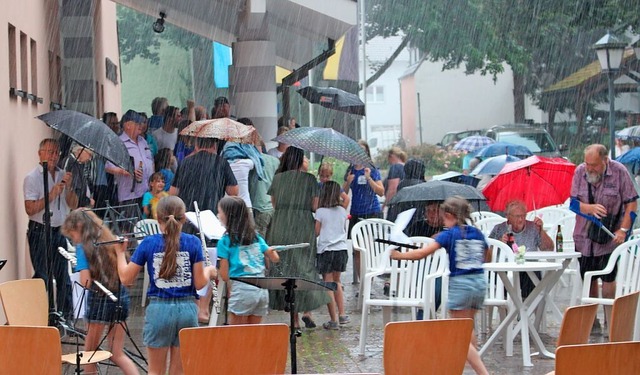 Strmender Regen beendet das Konzert, kurz nachdem es angefangen hatte.  | Foto: Hansjrg Bader