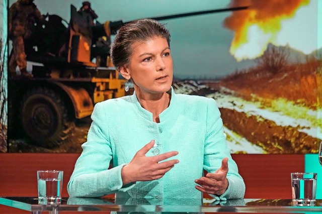 Sahra Wagenknecht, Parteivorsitzende, ...fr Vernunft und Gerechtigkeit&#8220;.  | Foto: Oliver Ziebe (dpa)