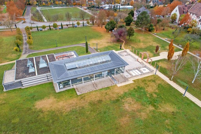 Die Villa Urbana  von oben  mit ihren ...n. Das Rmermuseum liegt beim Schloss   | Foto: Matthias Weniger