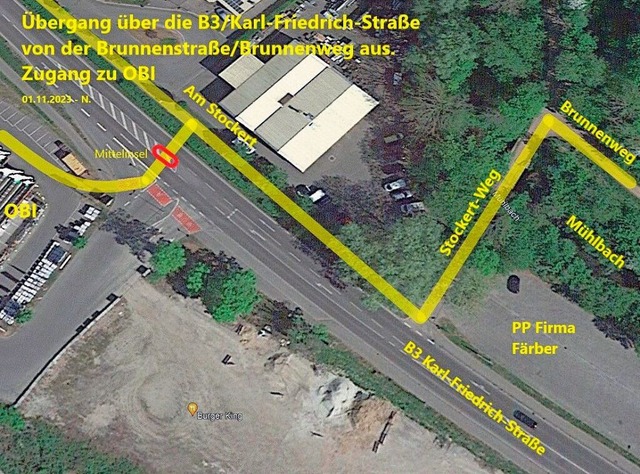 Vorschlag des VCD fr eine Querungshil...aten derzeit, was hier passieren soll.  | Foto: Verkehrsclub Deutschland