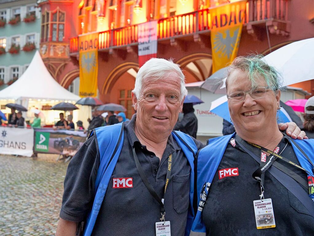 Helfer der Schauinsland Klassik auf dem Mnsterplatz in Freiburg