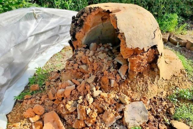 Regen zerstrt den Rmerofen im Lahrer Brgerpark