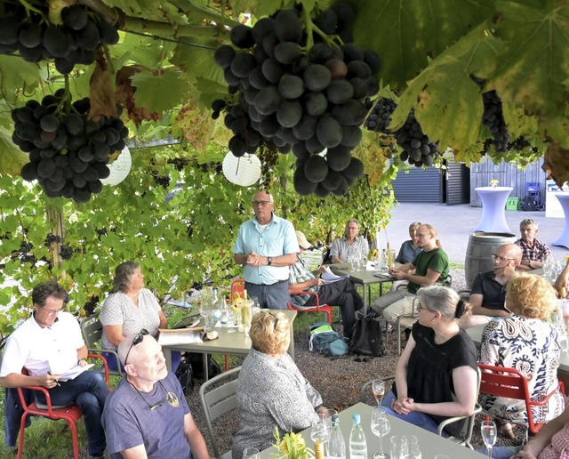 Reger Austausch bei Alexander Schochs (Bildmitte) Hofgesprch in Buchholz  | Foto: Markus Zimmermann