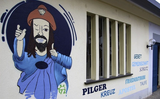 Im Graffiti-Stil prangt der heilige Ja...en katholischen Kirche in Eichstetten.  | Foto: Horst David