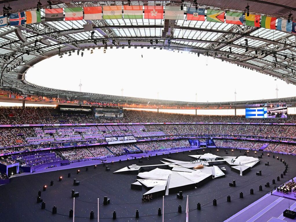 Blick ins Stade de France whrend der Schlussfeier in Paris.