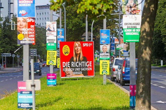 In Sachsen ist der Landtagswahlkampf i...he Parteien buhlen um die Whlergunst.  | Foto: IMAGO/Sylvio Dittrich