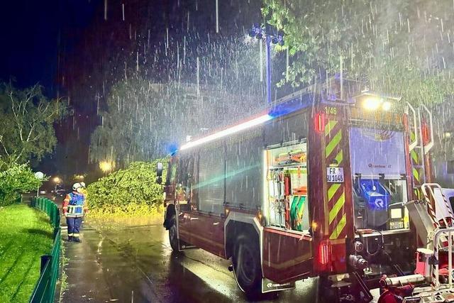 Gewitter fllt Bume in Gundelfingen und Eichstetten  und berflutet Straen in Denzlingen