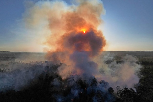 Von Juni bis Oktober ist in Brasilien ...hr sind die Feuer besonders zahlreich.  | Foto: Eraldo Peres (dpa)