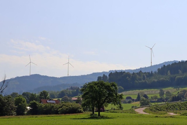 So ungefhr wrde sich das Landschafts...Windpark Winden verndern (Simulation)  | Foto: Simulation kostromgruppe