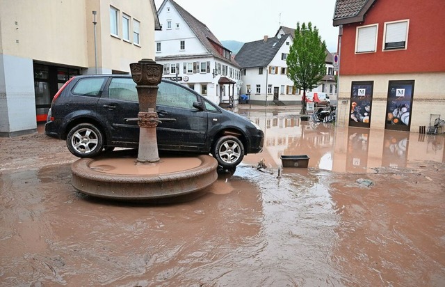 Hochwasserschden in Rudersberg  | Foto: Bernd Weibrod (dpa)