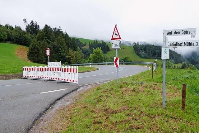 Der verunglckte Mobilkran an der Spirzenstrae bei St. Mrgen ist geborgen