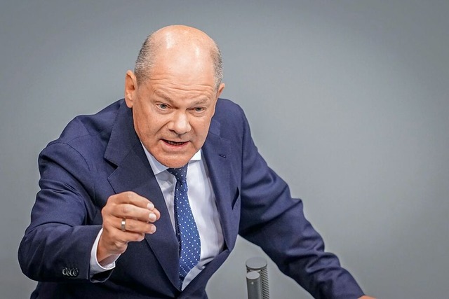 Bundeskanzler Olaf Scholz bei der Generaldebatte im Bundestag  | Foto: Kay Nietfeld (dpa)