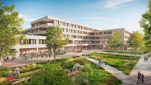 So soll das neue Lahrer Klinikum in La...rarbeiten und Planungen sind im Gange.  | Foto: GMP International GmbH