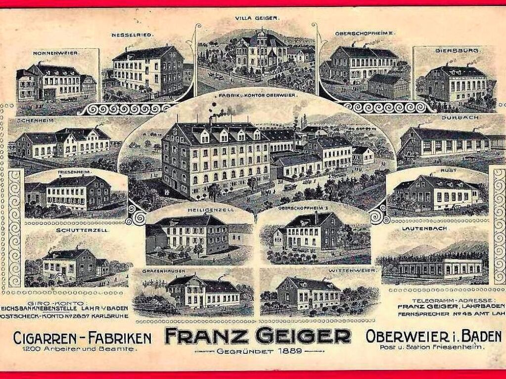 Zigarrenfabriken der  Firma Franz Geiger 1915