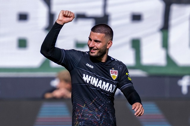 Traf zuletzt sowohl im Nationalteam al...l;r den VfB: St&uuml;rmer Deniz Undav.  | Foto: David Inderlied/dpa