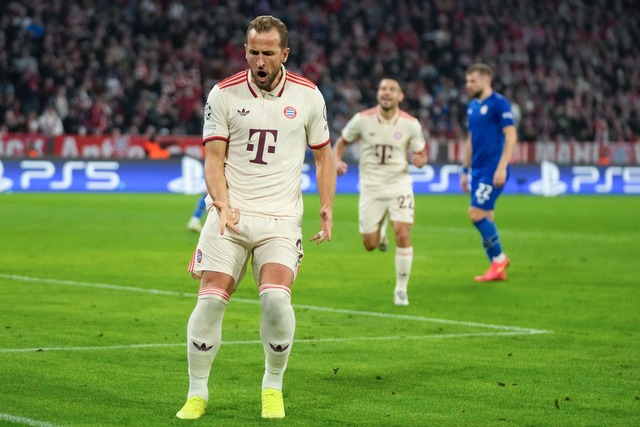 Trifft mehrfach gegen Zagreb: Harry Kane.  | Foto: Matthias Schrader/AP/dpa