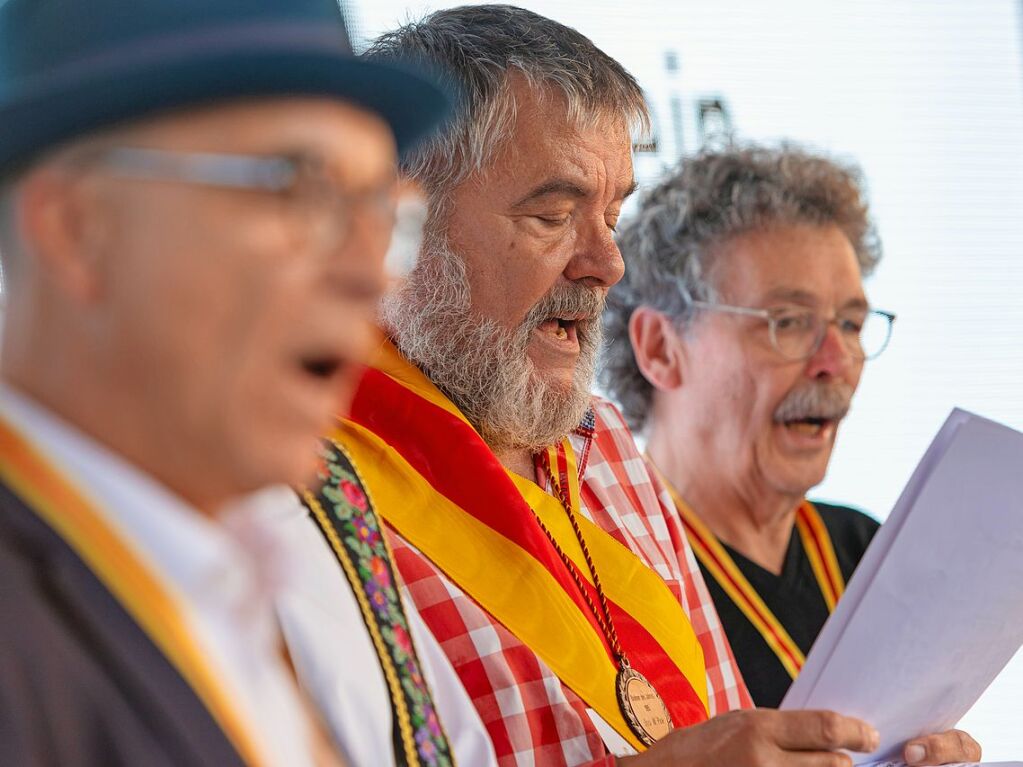 Mehrere hundert Snger wechselten sich beim Badnerlied-Rekordversuch ab.