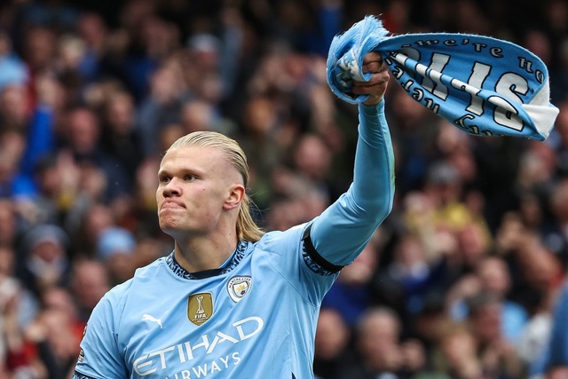 Erling Haaland erzielte sein 100. Tor f&uuml;r Man City.  | Foto: Mark Cosgrove/News Images via ZUMA Press Wire/dpa